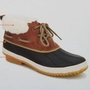 NEW IN BOX JSport Women's Mary Rubber with Fur Trim Ankle Boots Brown Size 7